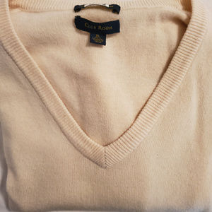 Club Room 100% Cashmere V-Neck Sweater Cream XL